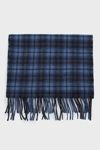 Чоловічий темно-синій картатий вовняний шарф CHECK WOVEN SCARF Gant OS 9920212 - Фото 2 Чоловічий темно-синій картатий вовняний шарф CHECK WOVEN SCARF Gant OS 9920212 - изображение 2