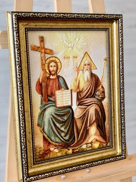 Ікона з бурштину Свята Трійця Гранд Презент 15*20 і-134 - зображення 7