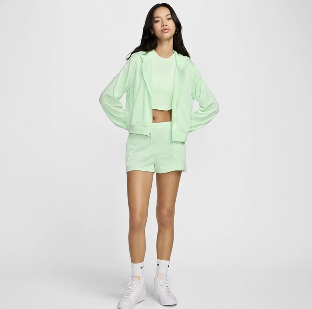 Толстовка жіноча Nike W Nsw Chll Ft Fz Hdy S Зелена FN2415-376 - зображення 9