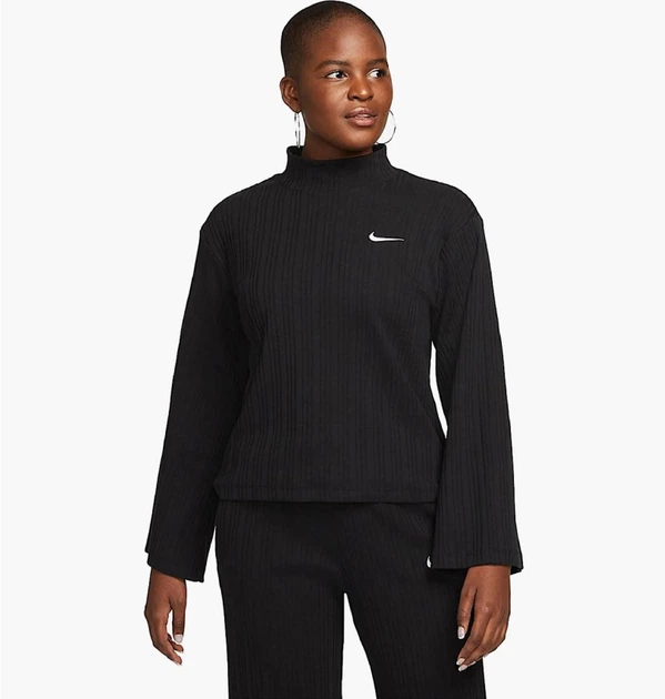 Спортивная кофта женская Nike Sportswear Ribbed Jersey Black S Черная DM6399-010 - Фото 1 Спортивная кофта женская Nike Sportswear Ribbed Jersey Black S Черная DM6399-010 - изображение 1