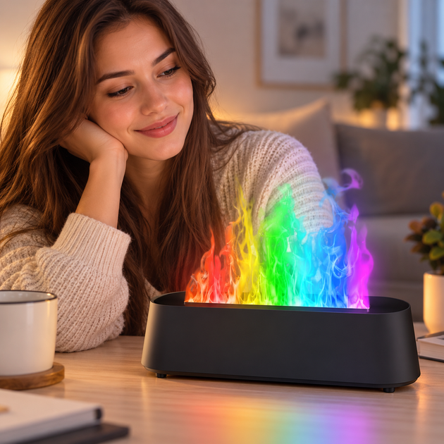 Аромадифузор зволожувач Flame Diffuser Humidifier 200 мл з LED-підсвіткою Портативний з ефектом полум’я та пультом керування - зображення 8