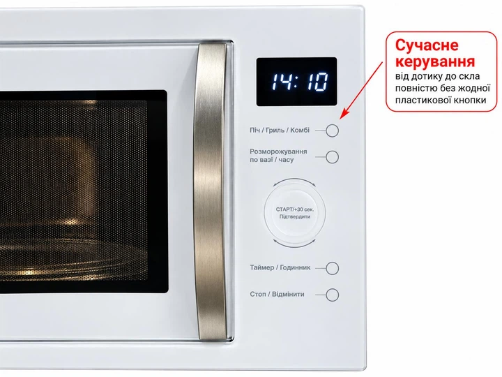 Микроволновая печь встраиваемая Luxor Moderne Sensorsteuerung 25 WH Navigator + белая стеклянная фасадная рамка, белый - изображение 4