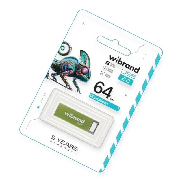 USB-флеш-накопичувач 2.0 64Gb Сhameleon green Wibrand - Фото 1 USB-флеш-накопичувач 2.0 64Gb Сhameleon green Wibrand - изображение 1