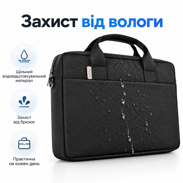 Сумка для ноутбука 14–14.2" Black, Сумка для MacBook, Чехол для ноутбука с плечевым ремнем - Фото 6 Сумка для ноутбука 14–14.2" Black, Сумка для MacBook, Чехол для ноутбука с плечевым ремнем - изображение 6