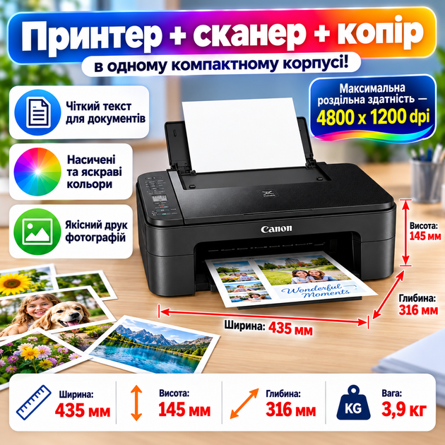 МФУ цветной печати Canon TS3750и Wi-Fi Струйный принтер 3 в 1 - изображение 2