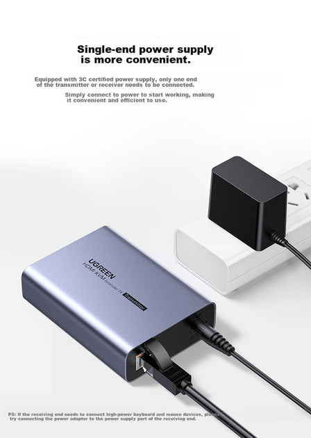 Удлинитель сигнала UGREEN 35988 KVM HDMI-RJ45 150 м - изображение 3
