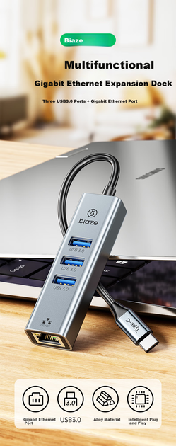 Сетевой адаптер Biaze ZH295 USB Type-C / Gigabit Ethernet / Grey - изображение 8