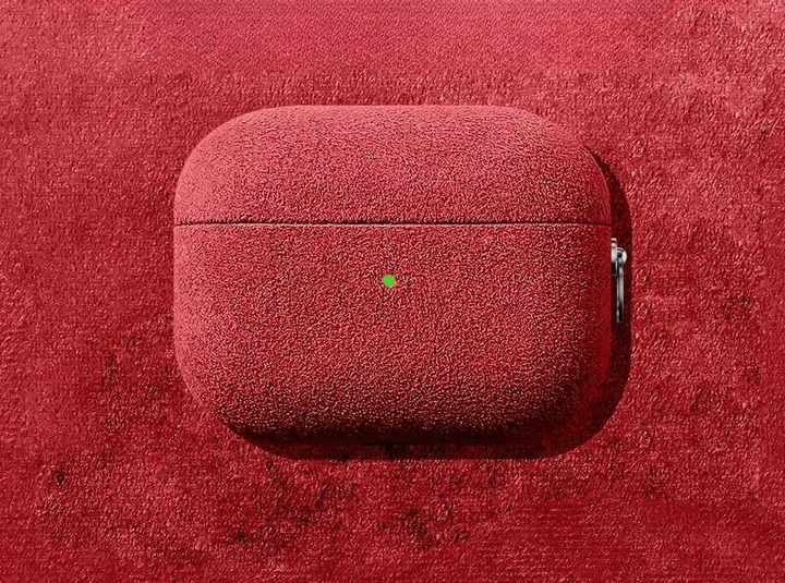 Кейс для навушників Alcantara Case з карабіном для AirPods Pro 2 Червоний - Фото 1 Кейс для навушників Alcantara Case з карабіном для AirPods Pro 2 Червоний - изображение 1