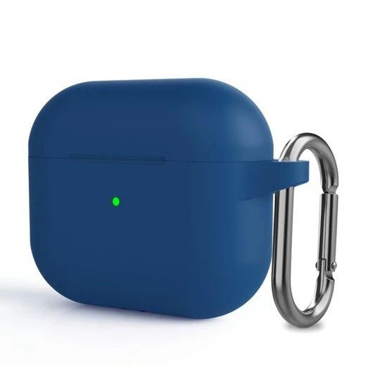 Кейс для навушників Silicone Case з карабіном для AirPods Pro Синій - Фото 1 Кейс для навушників Silicone Case з карабіном для AirPods Pro Синій - изображение 1