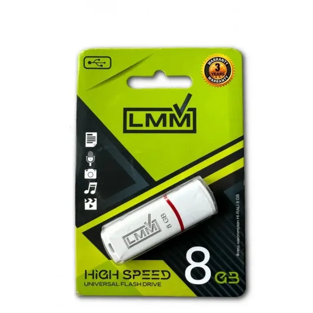Флешка USB 8GB LMM Classic белая USB 2.0 влагозащищенный корпус скорость до 480 Мбіт/с - изображение 3