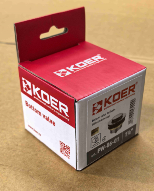 Донний клапан для ванни KOER PW-06-01 автоматичний (Click-Clack) (Колір хром) 1 1/2'' (KR5799) - изображение 2