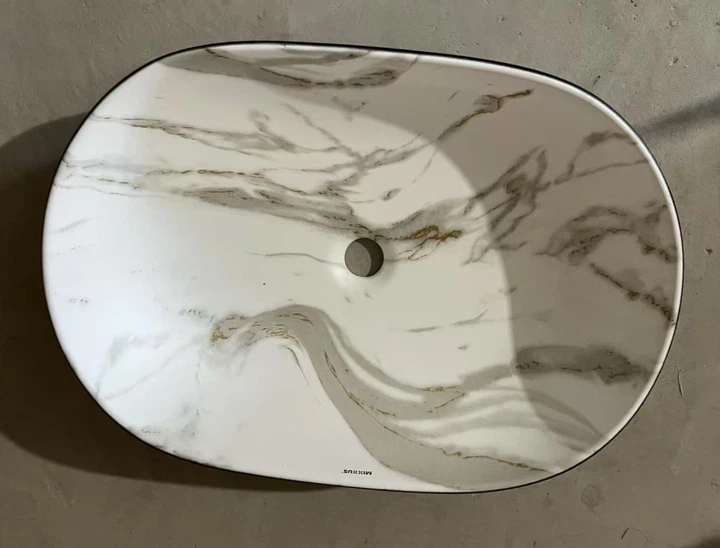 Раковина накладна MIXXUS PREMIUM ELLIPSE-0105 MARBLE-BLACK 600х400х150mm (MP6565) - изображение 3