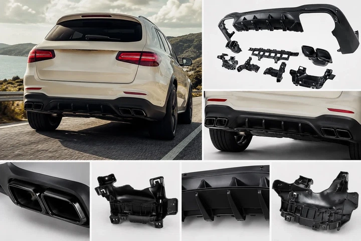 Задний диффузор с насадками дизайн AMG63 для Mercedes GLC X253 2015-2022 гг - изображение 4