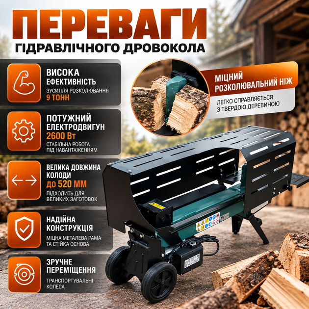 Гидравлический дровокол Bass Polska 4758 9 т 2600 Вт электрический для бревен до 52 см - Фото 6 Гидравлический дровокол Bass Polska 4758 9 т 2600 Вт электрический для бревен до 52 см - изображение 6