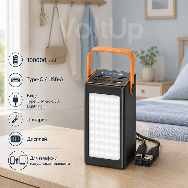 Повербанк Power Bank 100000 mAh 22.5W чорний — портативна батарея Fast Charge PD QC 3.0 з дисплеєм для телефона - Фото 5 Повербанк Power Bank 100000 mAh 22.5W чорний — портативна батарея Fast Charge PD QC 3.0 з дисплеєм для телефона - зображення 5