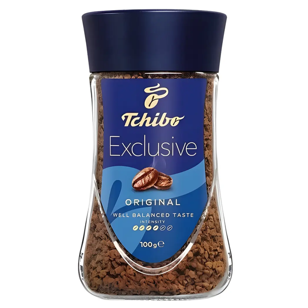 Кава Tchibo Exclusive розчинна в скляній банці, 100 г - Фото 1 Кава Tchibo Exclusive розчинна в скляній банці, 100 г - зображення 1