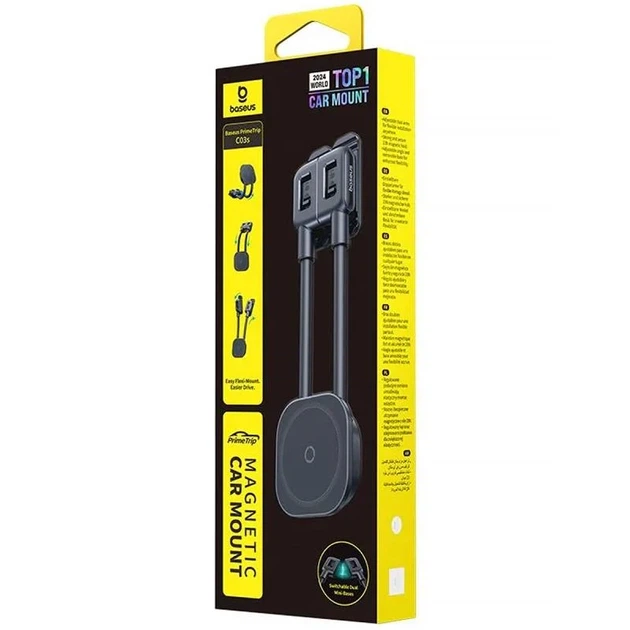 Автодержатель Baseus PrimeTrip C03 Magnetic магнитный алюминий 253x71x73 мм Cosmic Black - изображение 2