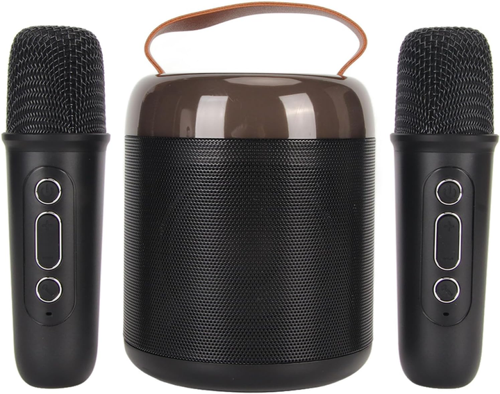 Караоке-машина Y2 Bluetooth 5.3 з 2 мікрофонами, портативна колонка з RGB-підсвічуванням, акумуляторна, чорна - зображення 2