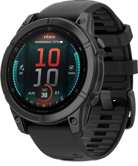 Смарт-годинник Garmin Fenix E 47mm AMOLED Slate Gray Steel with Black Silicone Band (010-03025-03/01) - изображение 2