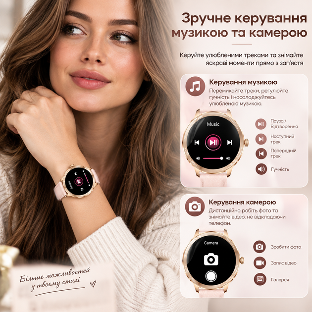 Умные элегантные женские смарт-часы 1.32| AMOLED 466×466, IP67, Bluetooth 5.0, 2 ремешка - Фото 3 Умные элегантные женские смарт-часы 1.32| AMOLED 466×466, IP67, Bluetooth 5.0, 2 ремешка - изображение 3