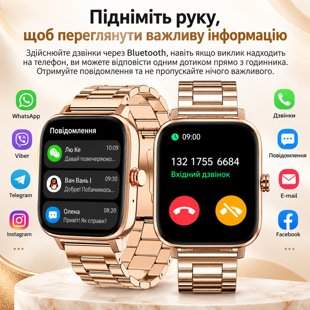 Жіночий смарт-годинник Smart Watch 1,69″ OLED із дзвінками, розумний фітнес-годинник для жінок із пульсометром, крокоміром - зображення 3