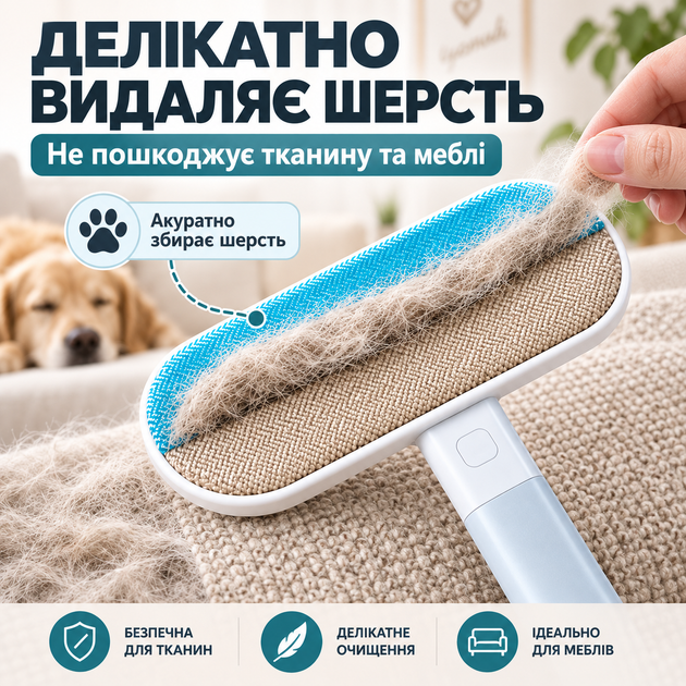Щітка 4 в 1 для видалення шерсті тварин, чищення меблів, килимів, одягу та вікон з довгою ручкою 59 см-KT9004201 - зображення 8