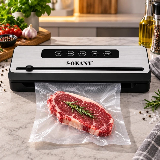 Кухонний вакуумний пакувальник – вакууматор для зберігання продуктів Sokany SK-13076 200 Вт - изображение 3