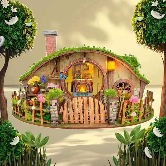 Румбокс Миниатюрный домик Хоббита DIY Властелин Колец – The Magic Ring House SQ-59, конструктор интерьера с подсветкой, 193 шт - изображение 10