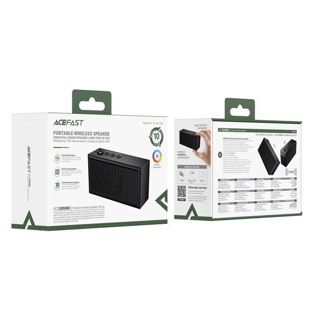 Портативна колонка ACEFAST K9 Go 1200 mAh 10 год IPX4 вологозахист Чорний (6974316286301) - зображення 8