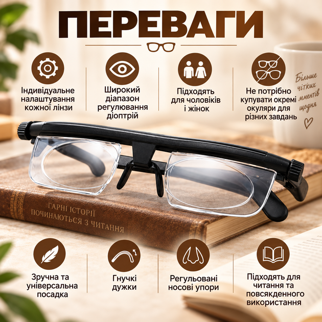 Універсальні окуляри для читання з діоптріями Dial Vision регульовані окуляри для зору з гнуткими дужками - Фото 3 Універсальні окуляри для читання з діоптріями Dial Vision регульовані окуляри для зору з гнуткими дужками - изображение 3