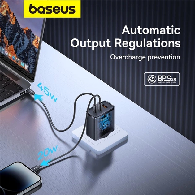 Сетевое зарядное устройство Baseus Cube Pro Fast Charger 2C+U 65W EU Cluster Black (P10152301113-00) - изображение 4