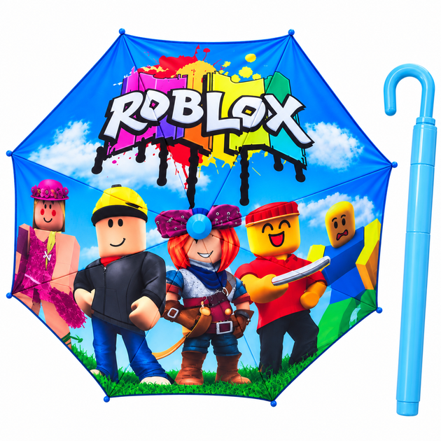 Зонт Roblox детский для мальчика зонт-трость от дождя 96 см с пластиковым чехлом карбоновые спицы полуавтомат Антиветер - изображение 2