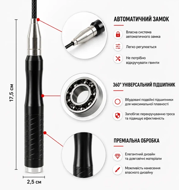 Скакалка MuvNext Ultra Speed Pro 360 с алюминиевыми ручками и стальным тросом - изображение 2