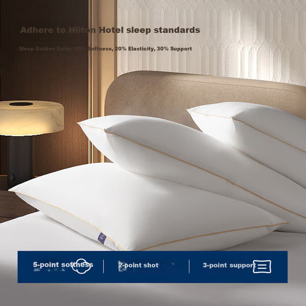 Подушка для глубокого сна Hilton Hotel Pillow, шейный отдел, класс А, 60 нитей хлопка, антибактериальное волокно, моющаяся, низкая подушка. - Фото 5 Подушка для глубокого сна Hilton Hotel Pillow, шейный отдел, класс А, 60 нитей хлопка, антибактериальное волокно, моющаяся, низкая подушка. - изображение 5