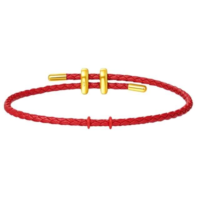 CHOW TAI FOOK Минималистичный модный аксессуар: кожаный браслет на шнурке, красный, 21,25 см, AX100, подарок на день рождения. - изображение 4