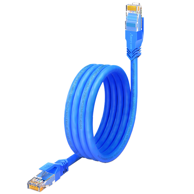 Патч-кабель AMPCOM Cat6 2 м, гигабитный, готовый к использованию, сетевой, неэкранированный, из бескислородной меди, для подключения к компьютеру, маршрутизатору, UTP-панели, коммутатору, синий AMC6BU71820 - изображение 4