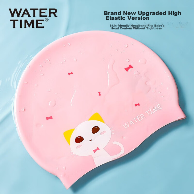 WATERTIME / Детская плавательная шапочка Shuichuan для мальчиков и девочек, водонепроницаемая силиконовая шапочка для плавания, не сдавливающая волосы, с принтом кошки и маленькой принцессы. - Фото 8 WATERTIME / Детская плавательная шапочка Shuichuan для мальчиков и девочек, водонепроницаемая силиконовая шапочка для плавания, не сдавливающая волосы, с принтом кошки и маленькой принцессы. - изображение 8