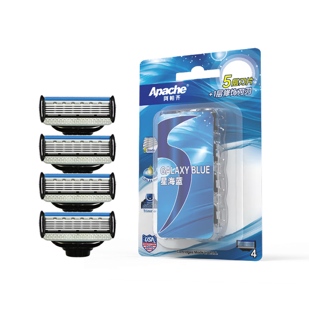 Лезо Apache Xinghai Blue M5, 5-шарове лезо для бритви, імпортоване з США, запасні леза, упаковка з 4 штук - изображение 4