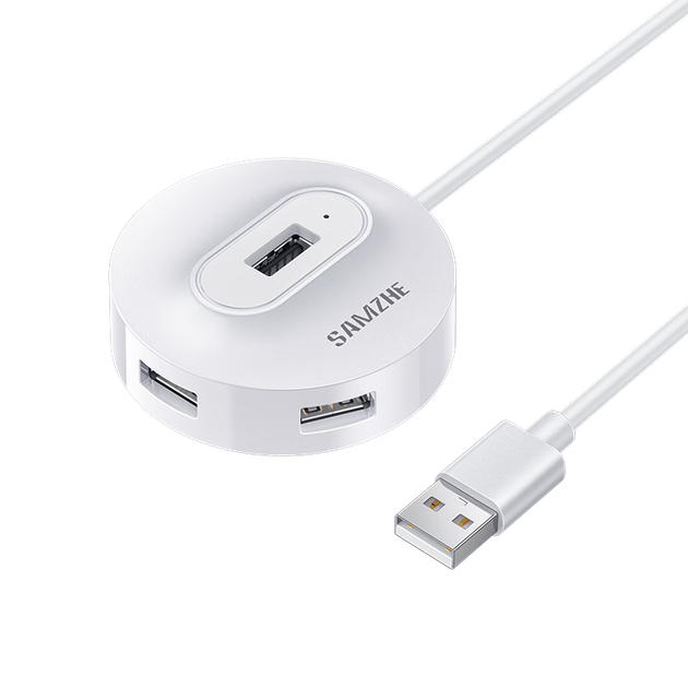 USB-концентратор SAMZHE 2.0, 4-портовая док-станция расширения, разветвитель для ноутбуков и настольных компьютеров, многопортовый преобразователь с разъемом питания, удлинительный кабель 1,5 метра, HB21-3 - изображение 4