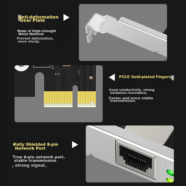 Настільна мережева карта COMFAST P10 PCI-E Gigabit Ethernet, адаптивний гігабітний мережевий порт, вбудована дротова мережева карта без драйверів 1000M для NAS - зображення 5