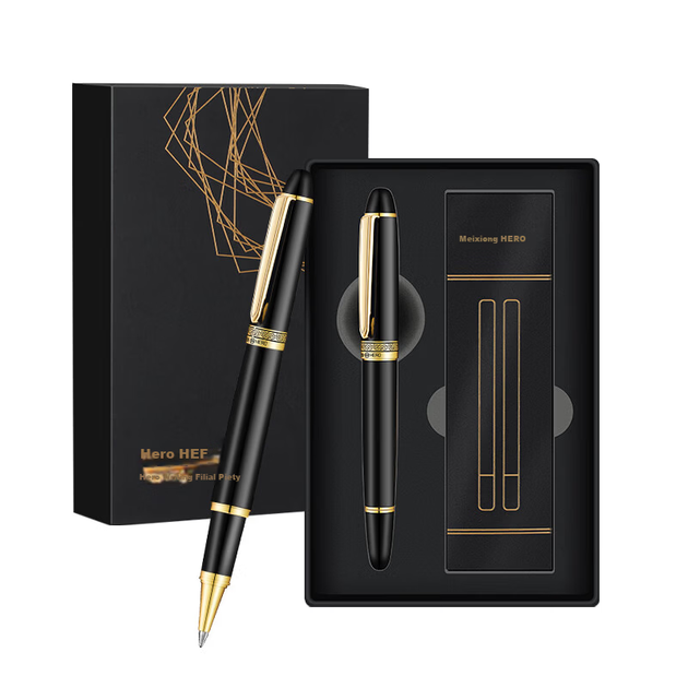 Кулькова ручка HERO Signature Gift Box Huazhang Series Business High-End Стильний подарунок на день народження та свята Змінний набір чорного кольору Сувенір - изображение 8