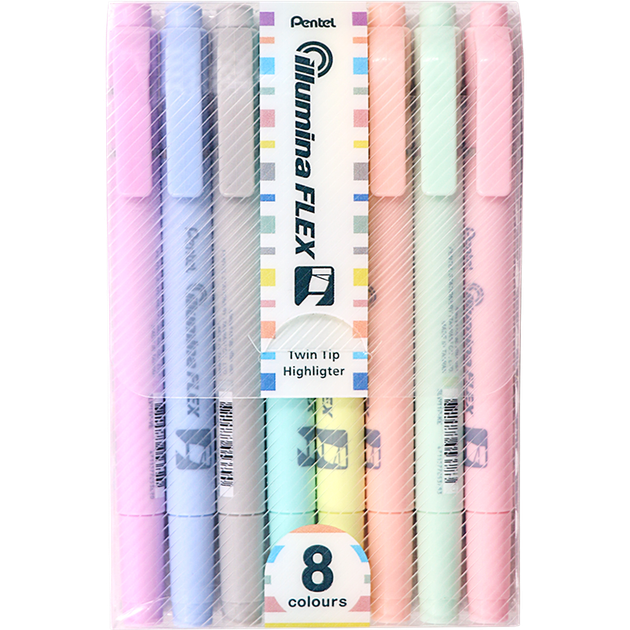 Флуоресцентная ручка Pentel с двумя наконечниками, маркер на водной основе серии Macaron Color, маркер-выделитель для учащихся SLW11P, набор из 8 цветов. - изображение 4