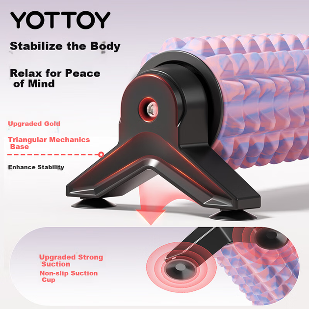 Массажный ролик Yottoy Bracket Foam Roller Stick Fixed Wolf Tooth Professional Massage Roller Fitness Tool Yoga Column Camouflage Pink - изображение 5