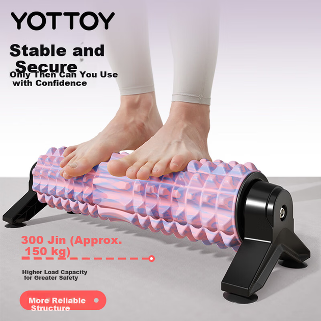 Массажный ролик Yottoy Bracket Foam Roller Stick Fixed Wolf Tooth Professional Massage Roller Fitness Tool Yoga Column Camouflage Pink - изображение 6