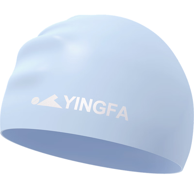 Силиконовая плавательная шапочка YINGFA, вместительная, водонепроницаемая, для защиты волос, для женщин, высокоэластичная, не сдавливающая уши, чисто-синяя. - изображение 4