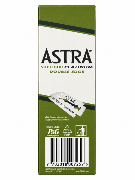 Леза для станка Astra Superior Platinum 100 шт (20 упаковок по 5 шт) - Фото 2 Леза для станка Astra Superior Platinum 100 шт (20 упаковок по 5 шт) - изображение 2