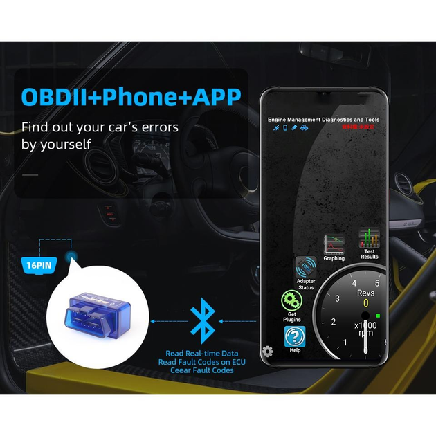 Автосканер диагностический ELM327 OBD2 V1.5 Bluetooth 5.1 - изображение 4