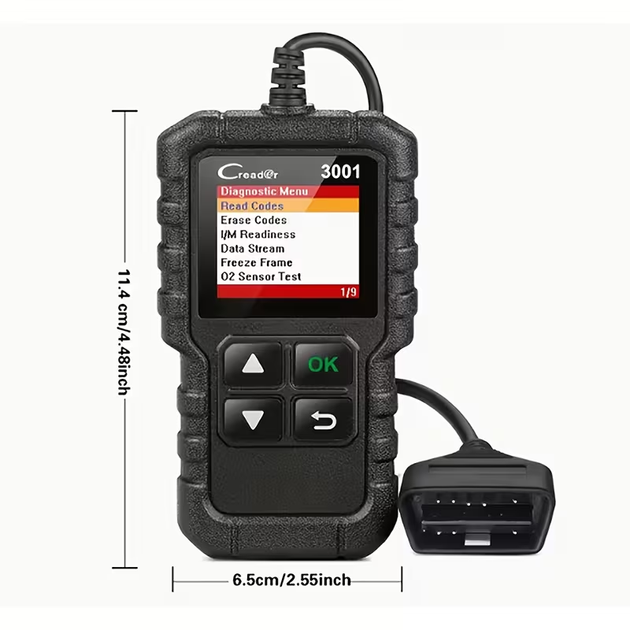 Автомобильный диагностический сканер LAUNCH Creader 3001 OBD2/EOBD — цветной дисплей, считывание и сброс ошибок двигателя Check Engine - изображение 2