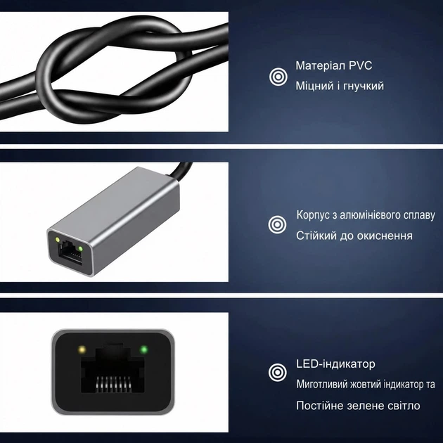 USB-адаптер Ethernet Type-C — RJ45 1000 Мбіт/с, мережева карта Gigabit LAN для MacBook, ПК, Windows та Android - Фото 4 USB-адаптер Ethernet Type-C — RJ45 1000 Мбіт/с, мережева карта Gigabit LAN для MacBook, ПК, Windows та Android - зображення 4