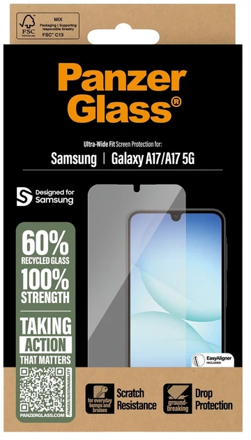 Захисне скло PanzerGlass Screen Protector Ultra-Wide Fit для Samsung Galaxy A17 / A17 5G (5715685031595) - зображення 4